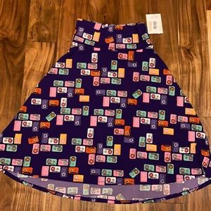 LuLaRoe The Azure -cassette tape skater skirt - Size XS -NWT